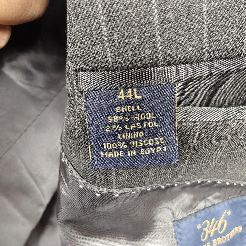 Brooks‎ Brothers Blazer Mens 44L Gray Wool Pinstripe Stretch Sport Coat Jacket